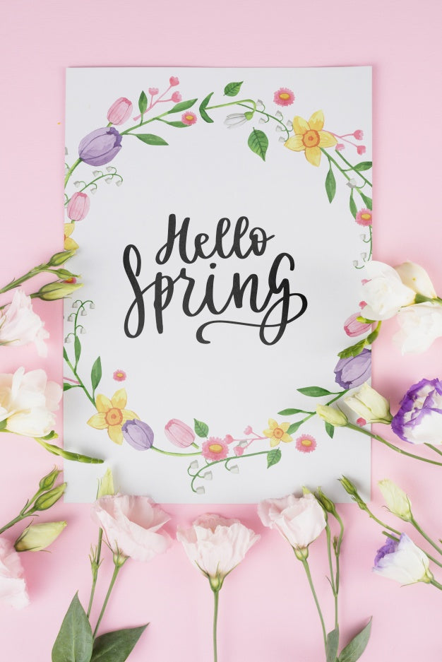 Free Card Template For Spring With Flowers Psd