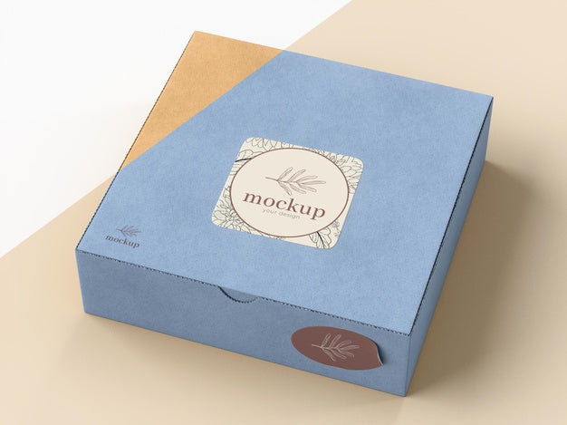 Free Cardboard Box With Sticker Mock Up Psd