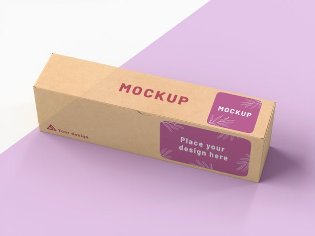 Free Cardboard Box With Sticker Mock Up Psd