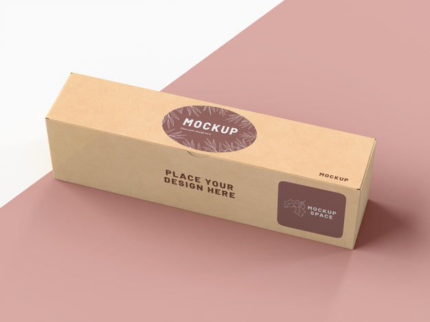 Free Cardboard Box With Sticker Mock Up Psd