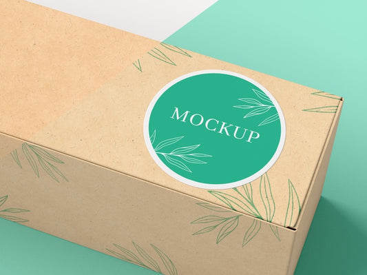 Free Cardboard Box With Sticker Mock Up Psd