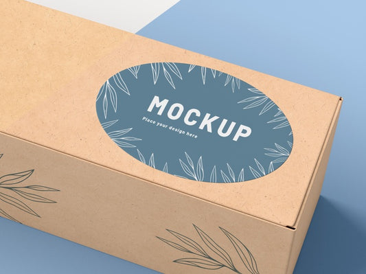 Free Cardboard Box With Sticker Mock Up Psd