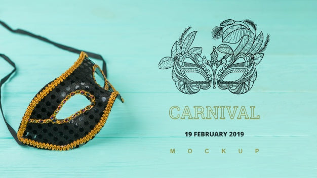 Free Carnival Mockup With Image Of Mask Psd