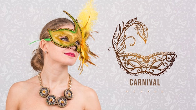 Free Carnival Mockup With Image Of Woman Psd