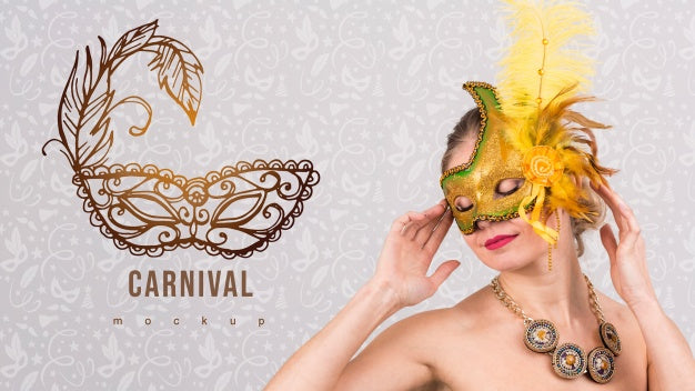 Free Carnival Mockup With Image Of Woman Psd