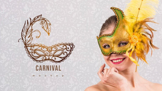 Free Carnival Mockup With Image Of Woman Psd