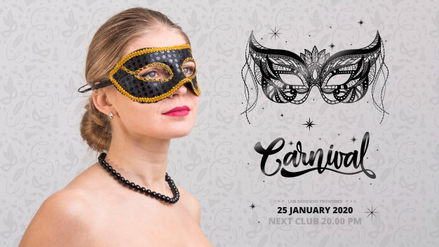 Free Carnival Mockup With Image Of Woman Psd