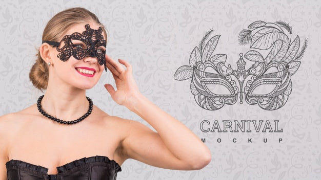 Free Carnival Mockup With Image Of Woman Psd