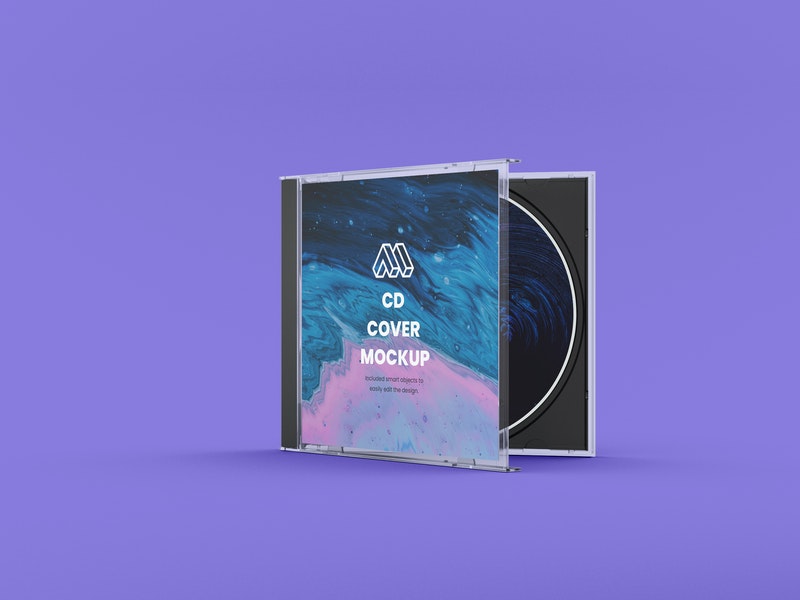 Free Cd Half Closed Case Mockup