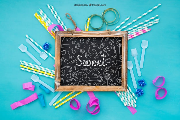 Free Celebration Composition With Slate In Middle Psd