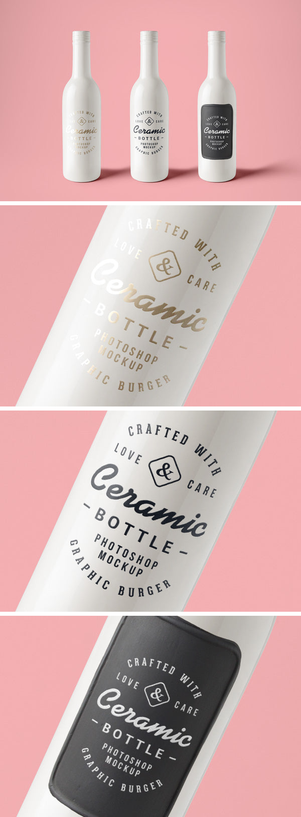 Free Ceramic Bottles Psd Mockup