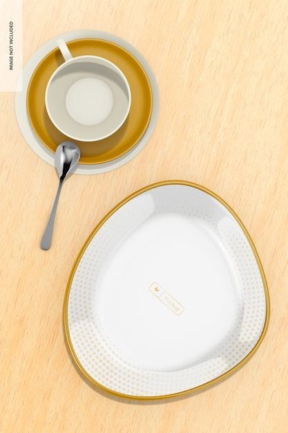 Free Ceramic Luxury Plate Mockup, With Mug Psd