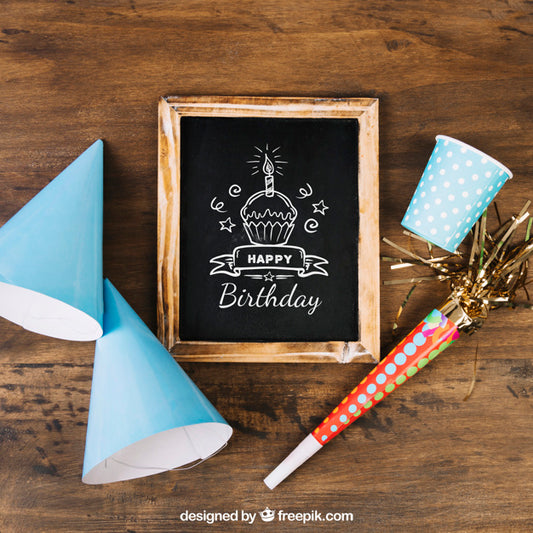 Free Chalkboard Mockup With Birthday Design Psd