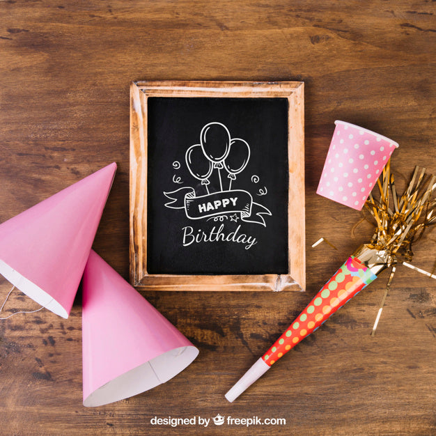 Free Chalkboard Mockup With Birthday Design Psd