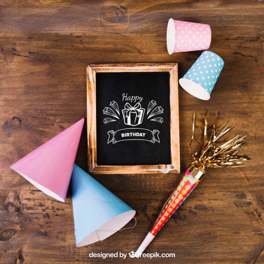 Free Chalkboard Mockup With Birthday Design Psd