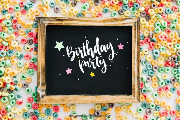 Free Chalkboard Mockup With Birthday Design Psd