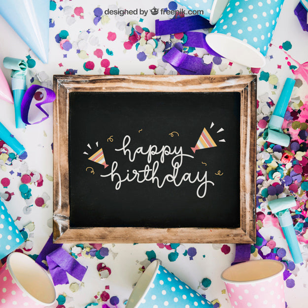 Free Chalkboard Mockup With Birthday Design Psd