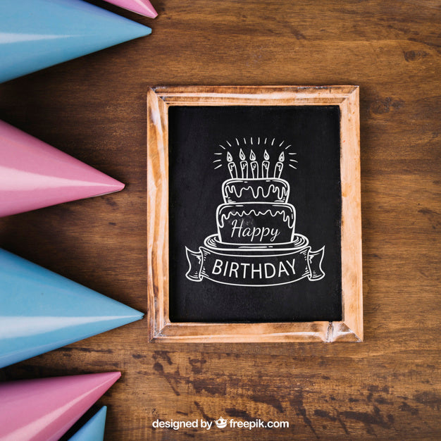 Free Chalkboard Mockup With Birthday Design Psd