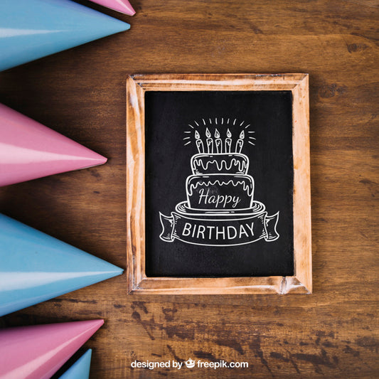 Free Chalkboard Mockup With Birthday Design Psd