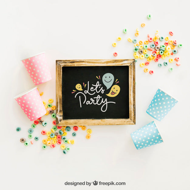 Free Chalkboard Mockup With Birthday Design Psd