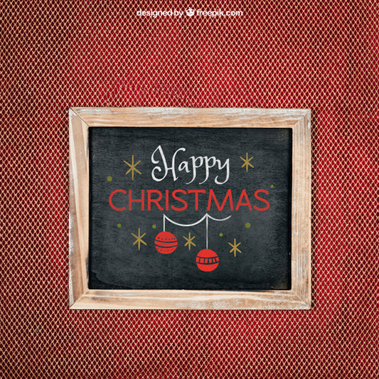 Free Chalkboard Mockup With Christmtas Design Psd