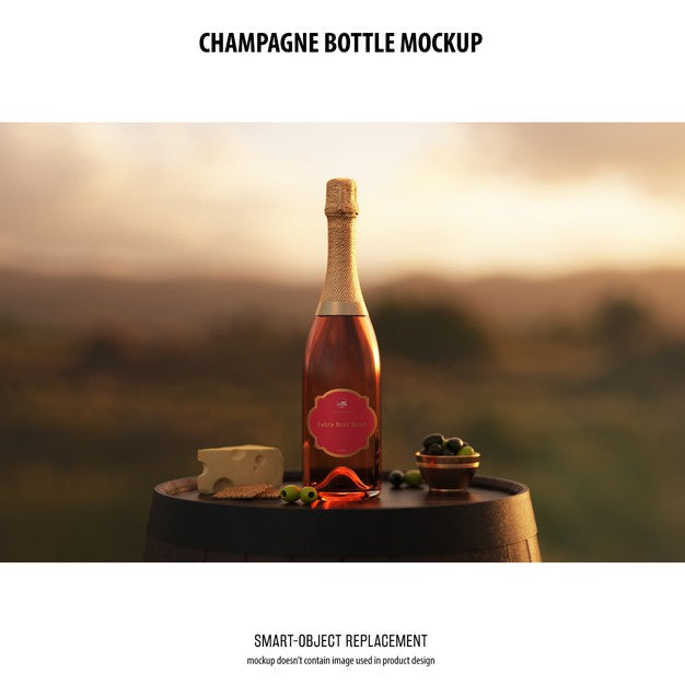 Free Champagne Bottle Mockup Psd