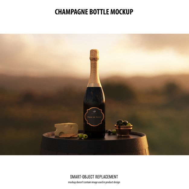 Free Champagne Bottle Mockup Psd