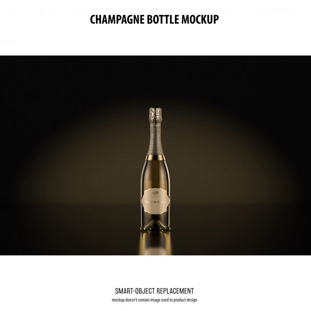 Free Champagne Bottle Mockup Psd