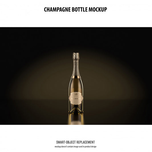 Free Champagne Bottle Mockup Psd