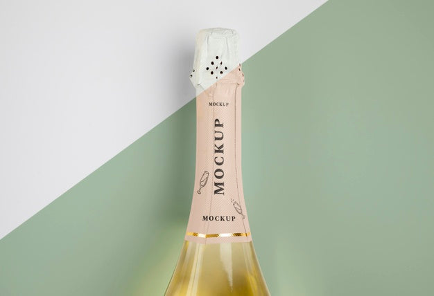 Free Champagne Bottle With Mock-Up Psd