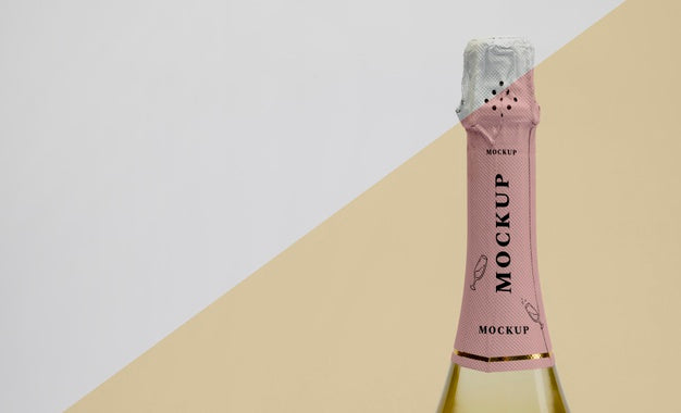 Free Champagne Bottle With Mock-Up Psd