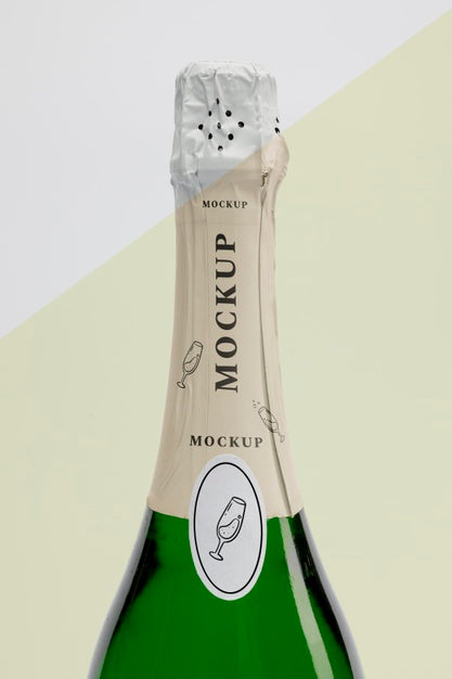 Free Champagne Bottle With Mock-Up Psd