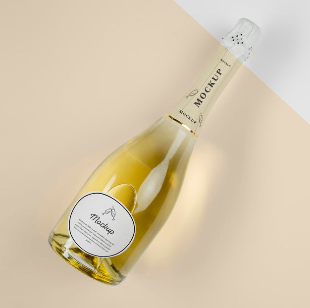 Free Champagne Bottle With Mock-Up Psd