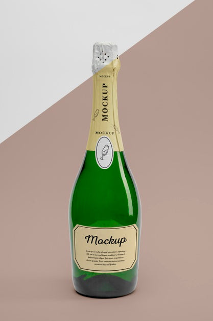 Free Champagne Bottle With Mock-Up Psd