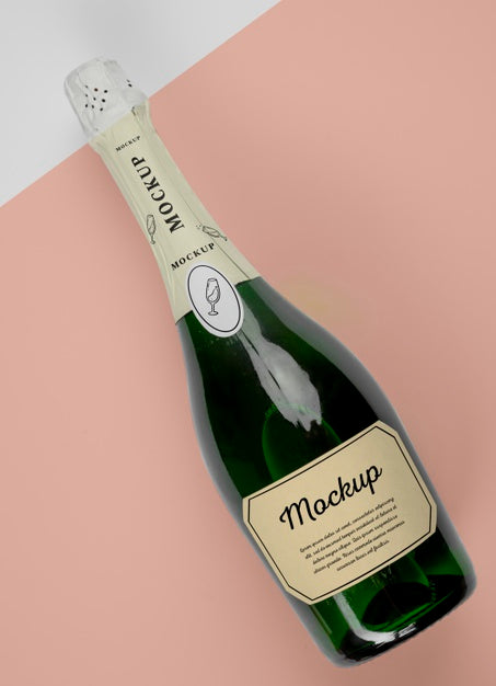 Free Champagne Bottle With Mock-Up Psd