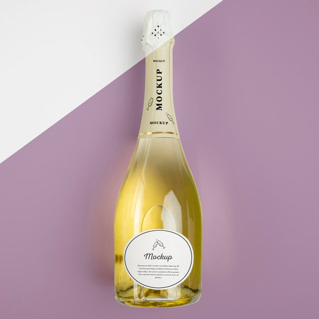 Free Champagne Bottle With Mock-Up Psd