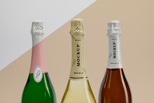 Free Champagne Bottles With Mock-Up Psd