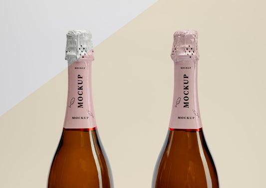 Free Champagne Bottles With Mock-Up Psd