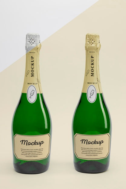 Free Champagne Bottles With Mock-Up Psd