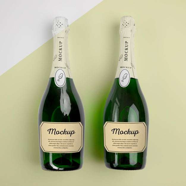 Free Champagne Bottles With Mock-Up Psd