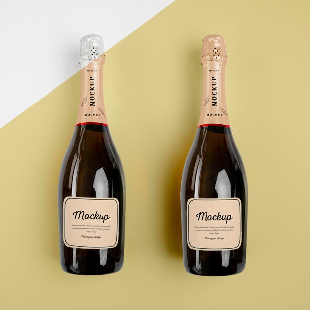 Free Champagne Bottles With Mock-Up Psd