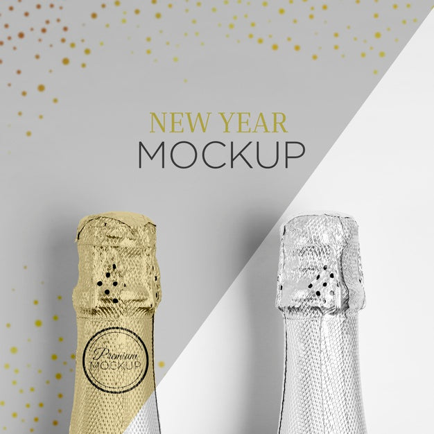 Free Champagne Neck Bottles Mock-Up Psd