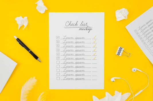 Free Checklist Everyday Stationery Mock-Up Psd