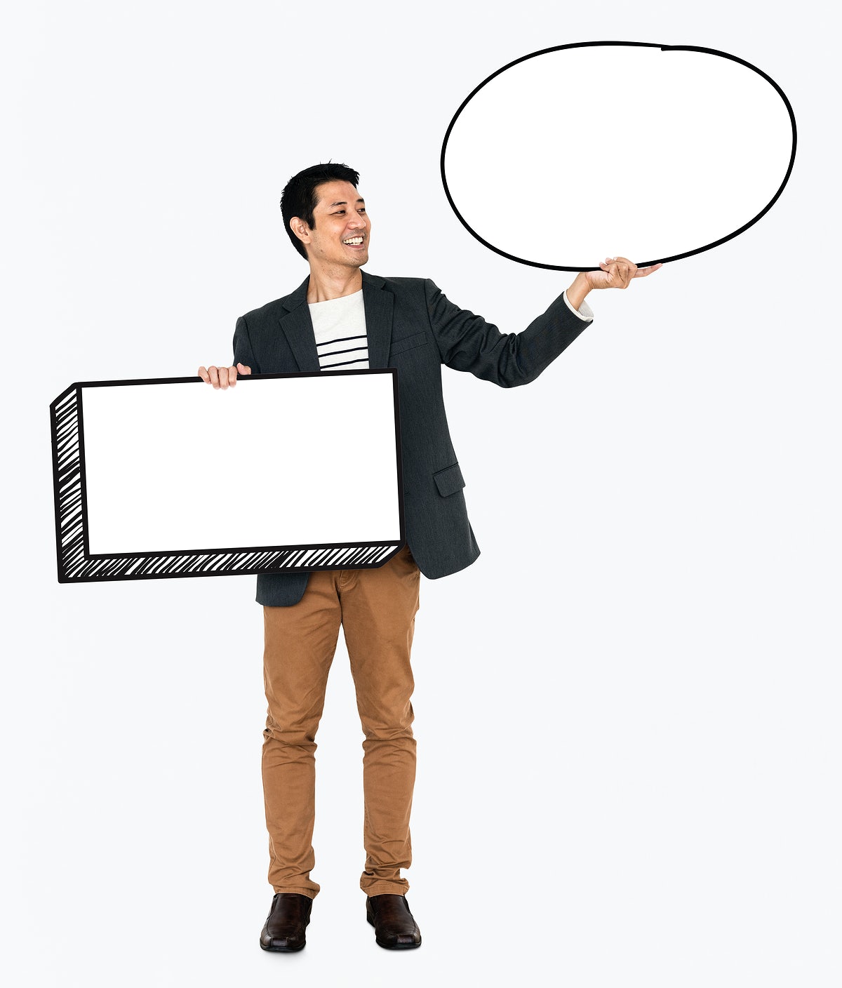 Free Cheerful Man Showing Empty Banners