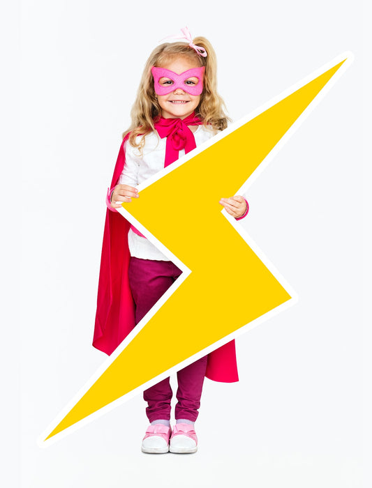 Free Cheerful Superhero With A Lightning Bolt