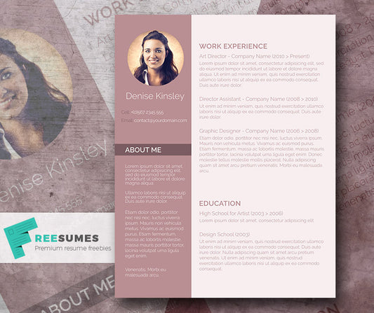 Free Modern Chic Photo CV Resume Template in Minimal Style in Microsoft Word (DOC) Format