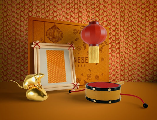 Free Chinese New Year Decoration With Mock-Up Psd