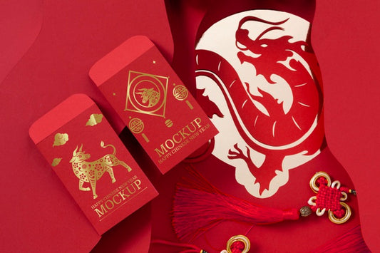 Free Chinese New Year Mock-Up Elements Assortment Psd