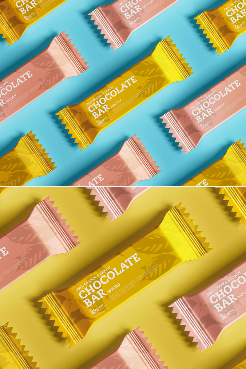 Free Chocolate Bar Candy Sachet Mockup Psd