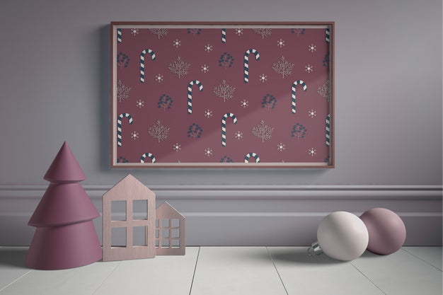 Free Christmas Artwork With Miniature Piece Of Art Psd